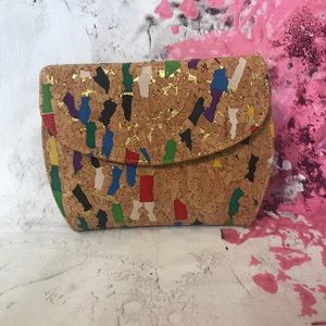 multicolored flecks w/gold details Cork Handbag